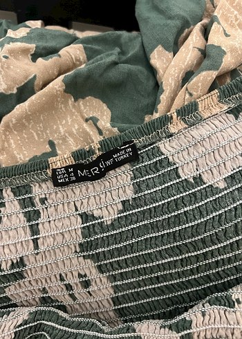 Yeşil Gri Bağlama Desenli Uzun Bohem Elbise - Görsel 4