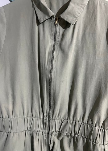 Yeşil Fermuarlı Kısa Kollu Kadın Tulum - Görsel 4