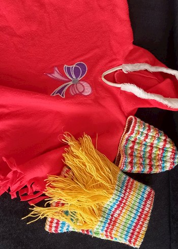 Kapüşonlu Kız Çocuk Renkli Pelerin - Görsel 5