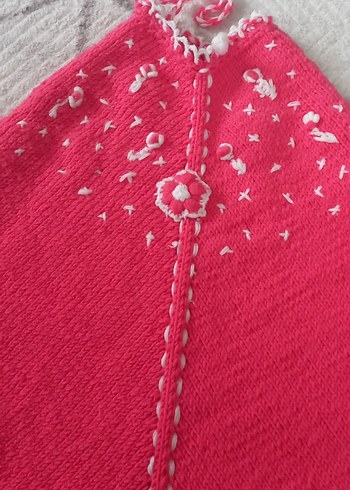 Nakışlı Pembe Kız Çocuk Panço - Görsel 2