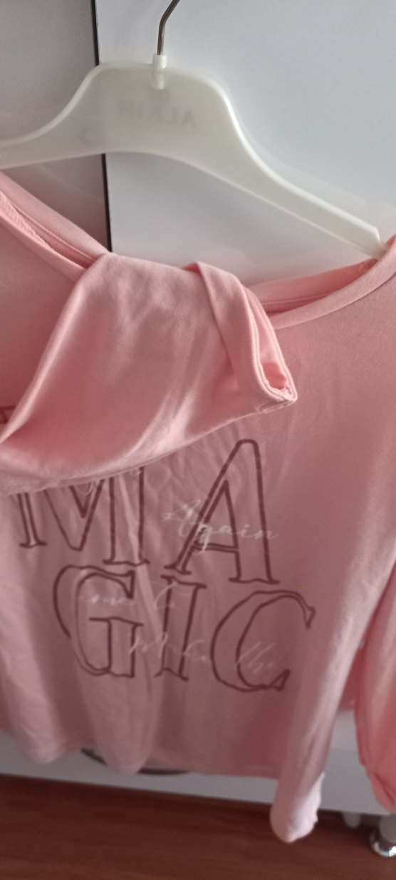 Pembe Kısa Kollu Hamile Keten Tişört - Görsel 5