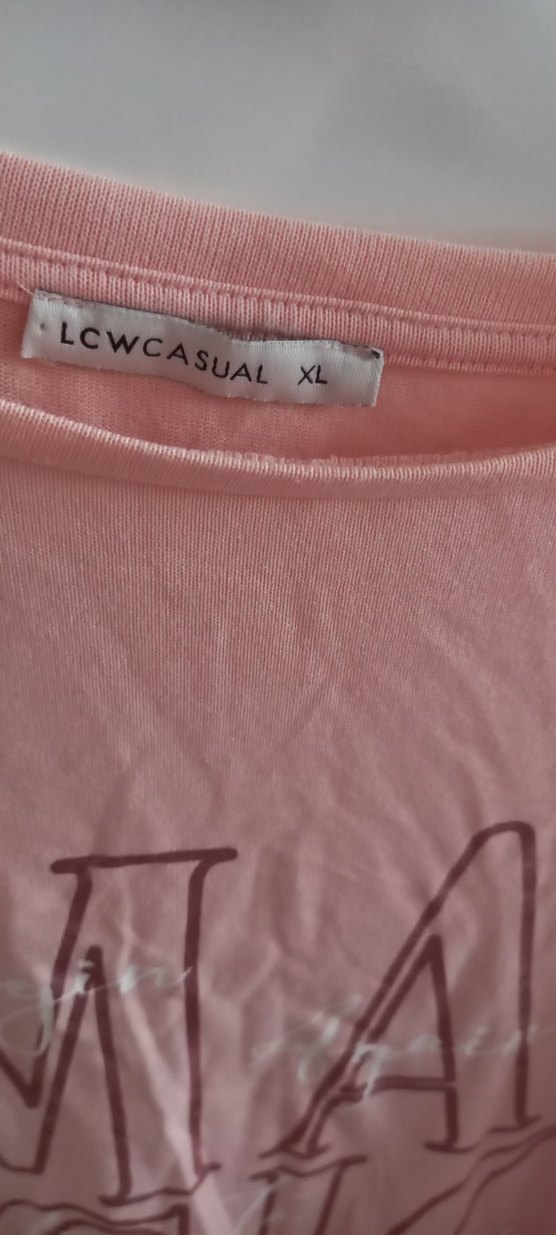 Pembe Kısa Kollu Hamile Keten Tişört - Görsel 3