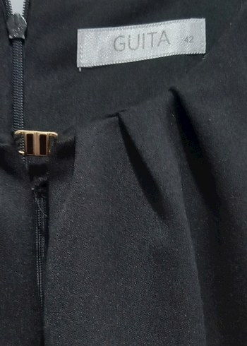 Kemer Detaylı Siyah Midi Ofis Elbisesi - Görsel 3