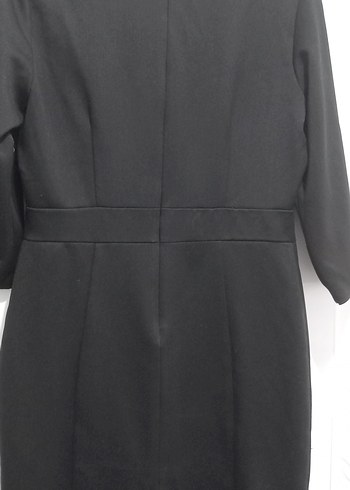 Kemer Detaylı Siyah Midi Ofis Elbisesi - Görsel 2