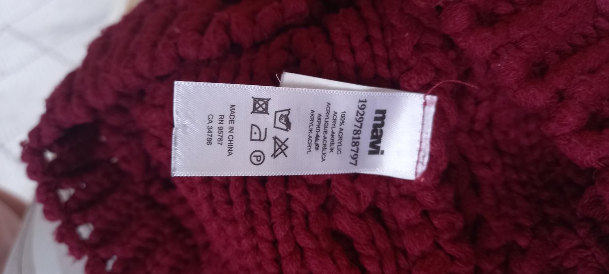 Bordo Örgü Bohem Kadın Bere - Görsel 2