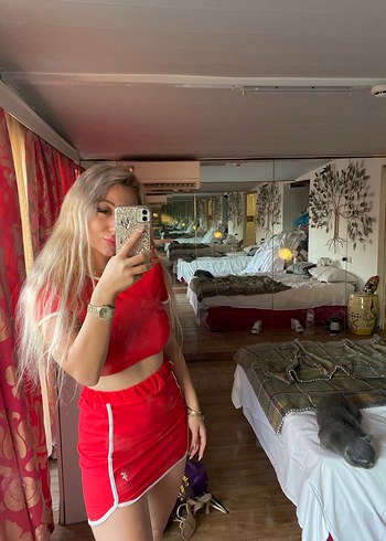 Kırmızı Mini Straplez Transparan Elbise - Görsel 2