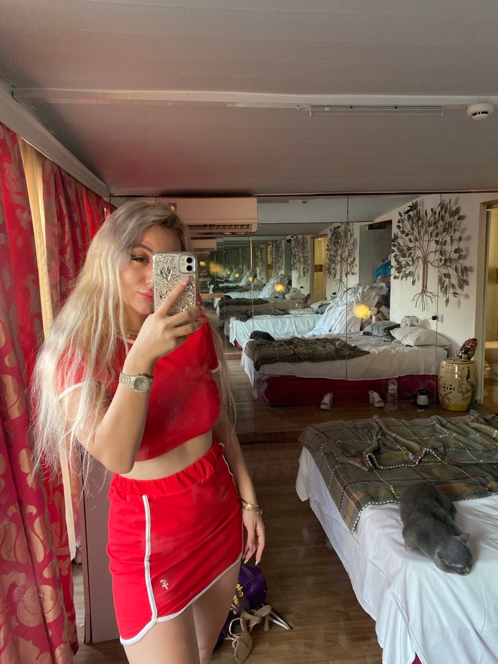 Kırmızı Mini Straplez Transparan Elbise - Görsel 2