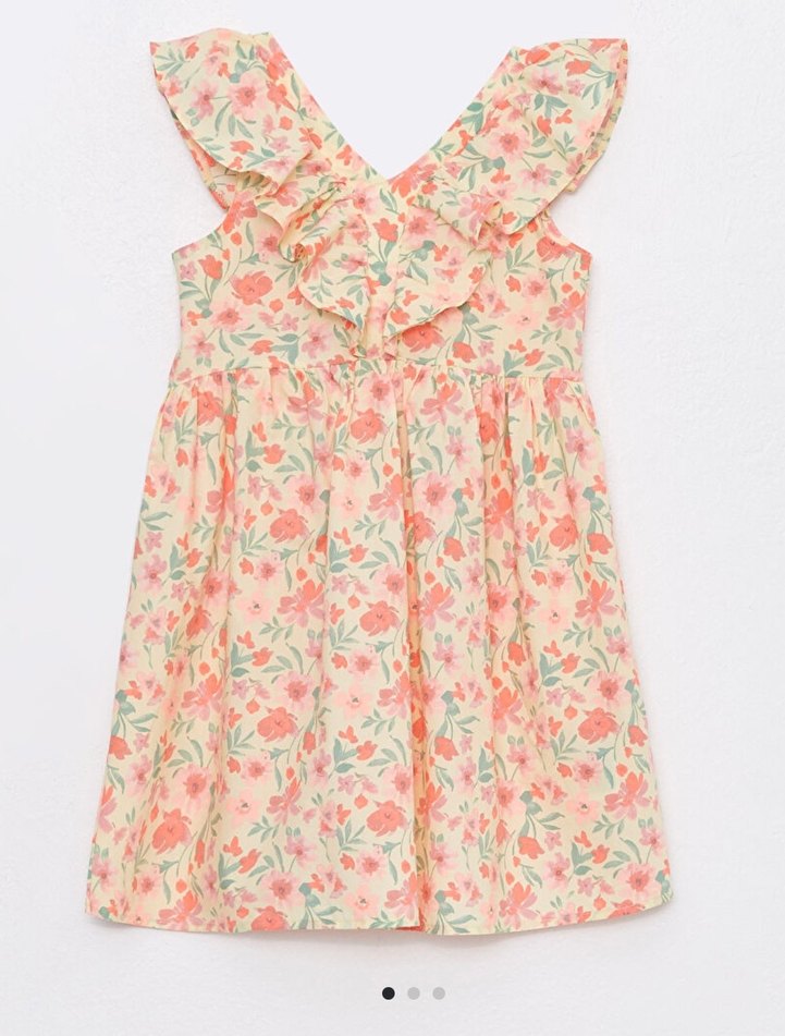 Kız Çocuk Pembe Bohem Çiçekli Kolsuz Elbise - Görsel 2