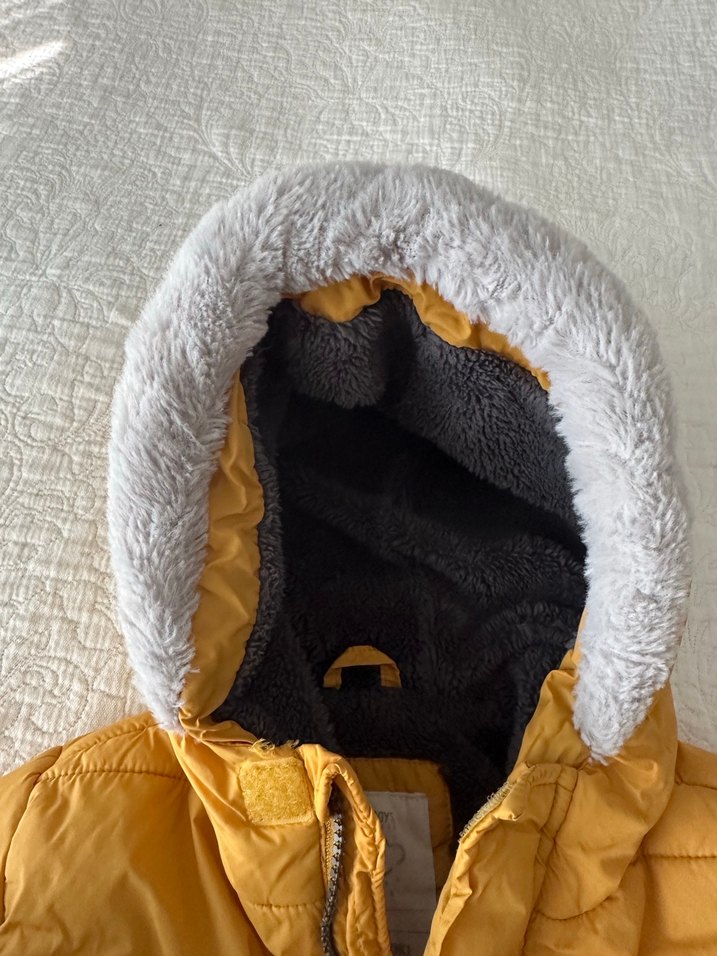 Sarı Kürklü Kapüşonlu Erkek Çocuk Montu - Görsel 5