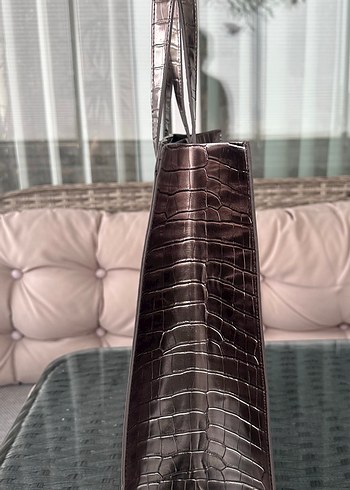 Ted Baket Parlak Gri Deri Kadın Omuz Çantası - Görsel 2