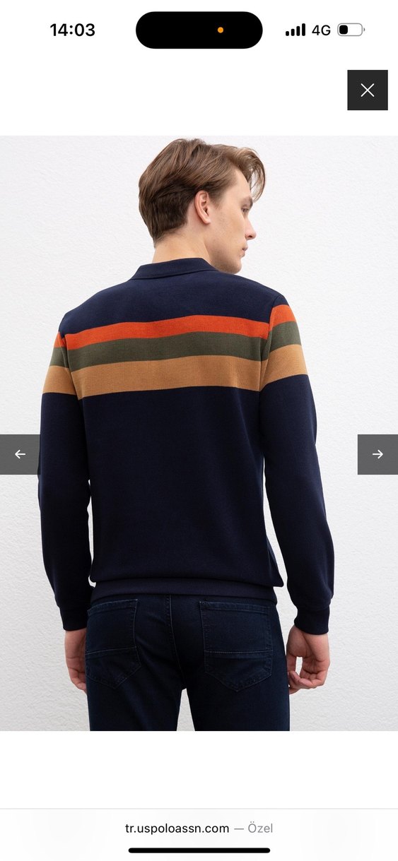 Erkek Uzun Kollu Polo Tişört Triko Desenli - Görsel 2