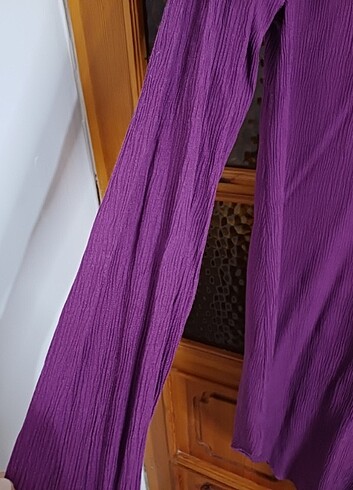 m Beden Gizli Düğmeli Mor Tunik