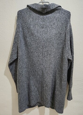 Füme Degaje Yaka Yünlü Kadın Triko Hırka M/L beden - Görsel 3