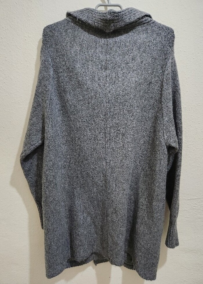 Füme Degaje Yaka Yünlü Kadın Triko Hırka M/L beden - Görsel 3