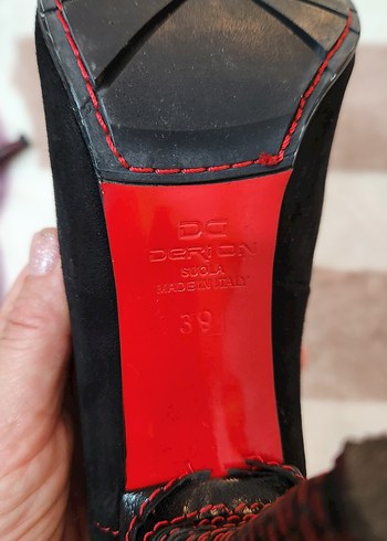 Siyah Süet Topuklu Kadın Ayakkabı. İtalya - Görsel 6