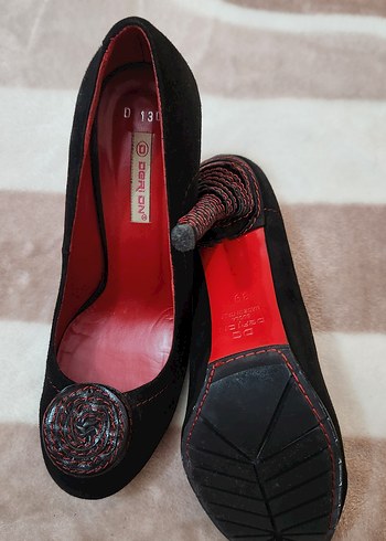 Siyah Süet Topuklu Kadın Ayakkabı. İtalya - Görsel 7