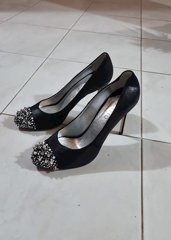 Poletto Hakiki Deri Siyah topuklu ayakkabı. - Görsel 2