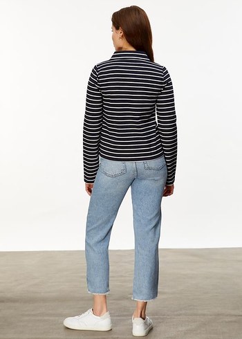 Çizgili Lacivert Kadın Sweatshirt Mudo - Görsel 5