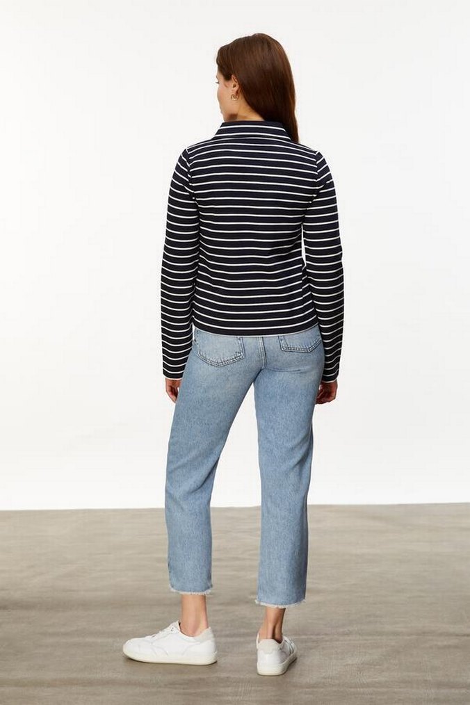 Çizgili Lacivert Kadın Sweatshirt Mudo - Görsel 5