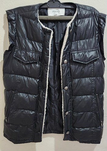 Siyah Kürklü Kadın Şişme Yelek IPEKYOL - Görsel 2