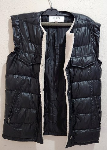 Siyah Kürklü Kadın Şişme Yelek IPEKYOL - Görsel 3