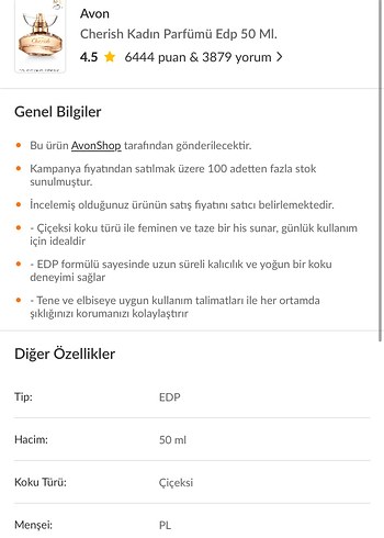 Beden Avon cherish parfüm