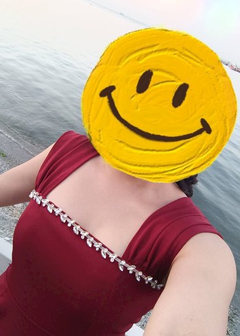 l Beden bordo Renk Bordo Midi Abiye Elbise, Modern Klasik