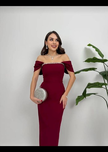 Trendyol & Milla Bordo Midi Abiye Elbise, Modern Klasik