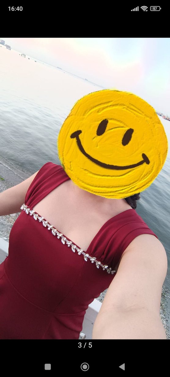 Bordo Midi Abiye Elbise, Modern Klasik - Görsel 4