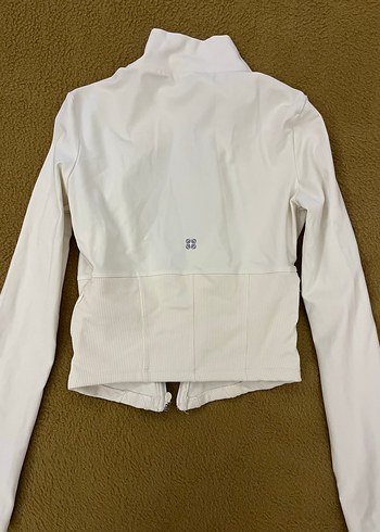 Trendyolmilla ekru Fermuarlı baş parmak delikli spor ceket - Görsel 4