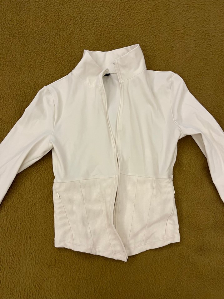 Trendyolmilla ekru Fermuarlı baş parmak delikli spor ceket - Görsel 3