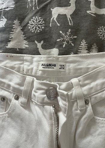 Pull&Bear yüksek bel beyaz mom jean - Görsel 2