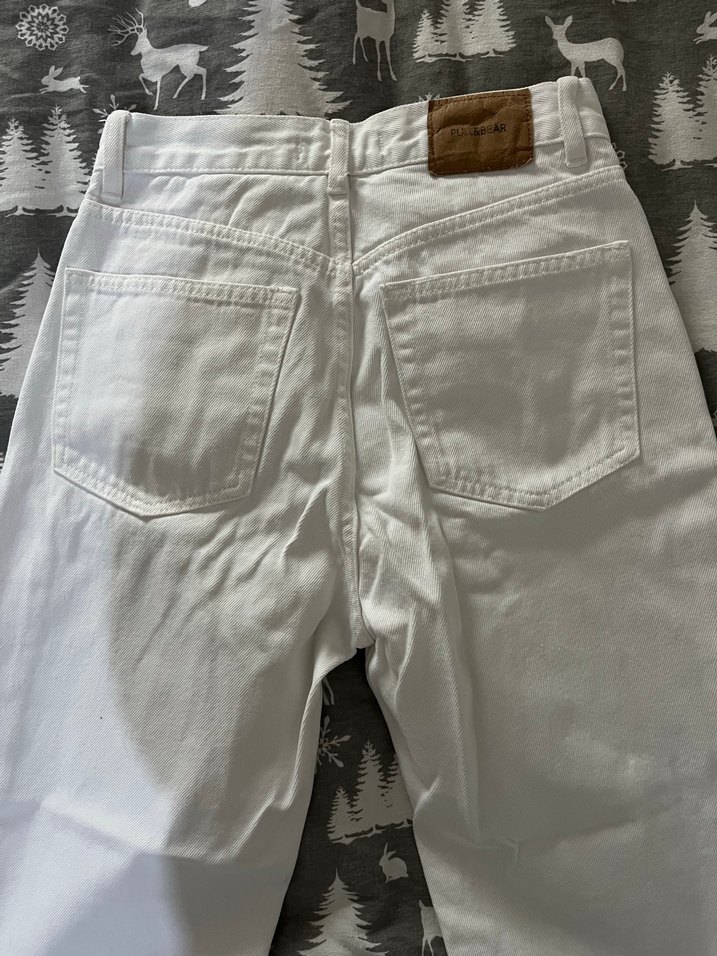 Pull&Bear yüksek bel beyaz mom jean - Görsel 3