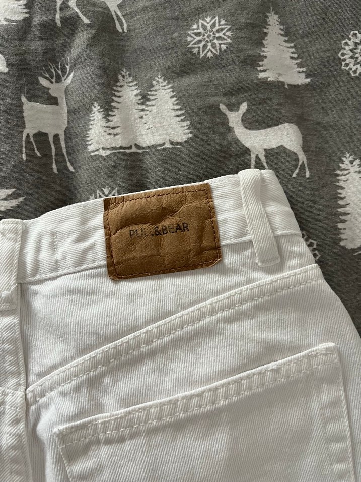 Pull&Bear yüksek bel beyaz mom jean - Görsel 4