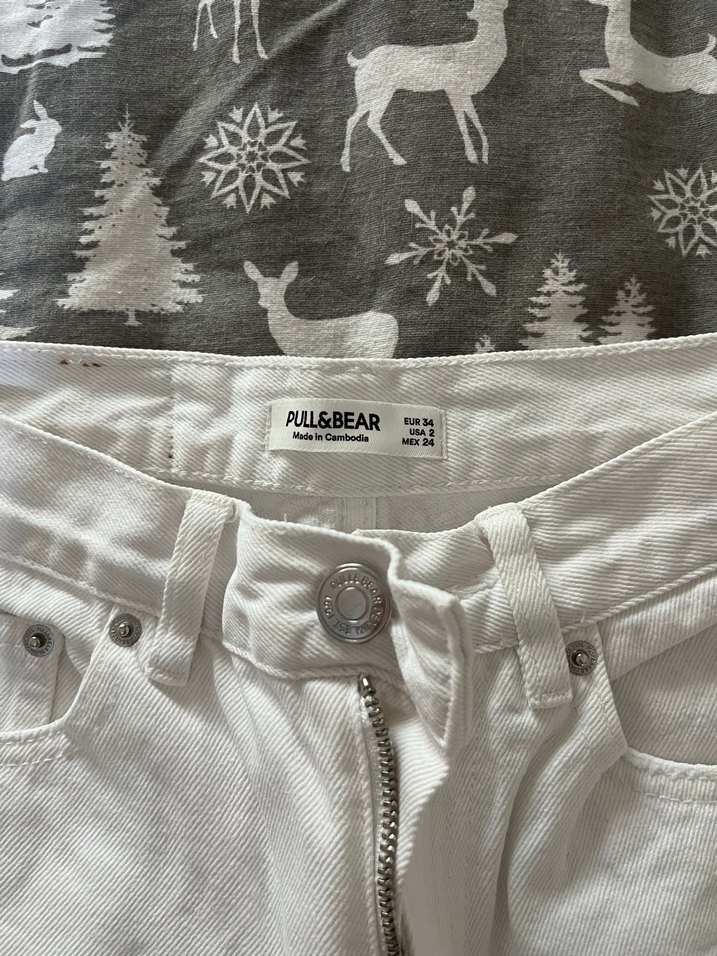 Pull&Bear yüksek bel beyaz mom jean - Görsel 2