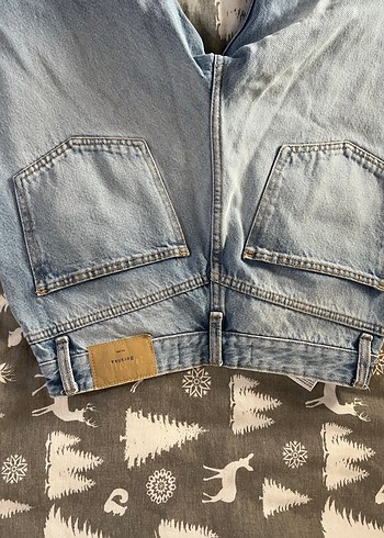Bershka açık mavi straight orta bel jean pantolon - Görsel 5