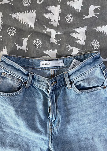 Bershka açık mavi straight orta bel jean pantolon - Görsel 3