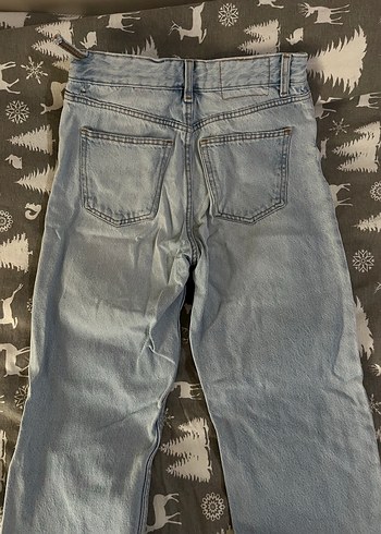 Bershka açık mavi yüksek bel straight jean pantolon - Görsel 6