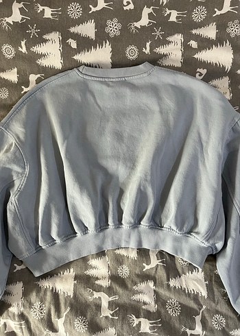 Zara mavi crop sweatshirt - Görsel 4