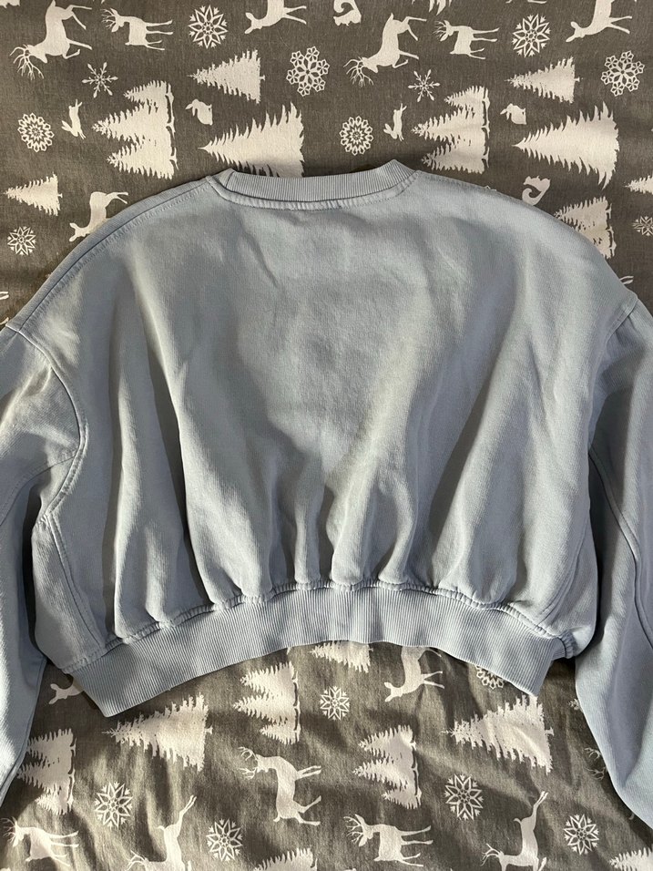 Zara mavi crop sweatshirt - Görsel 4