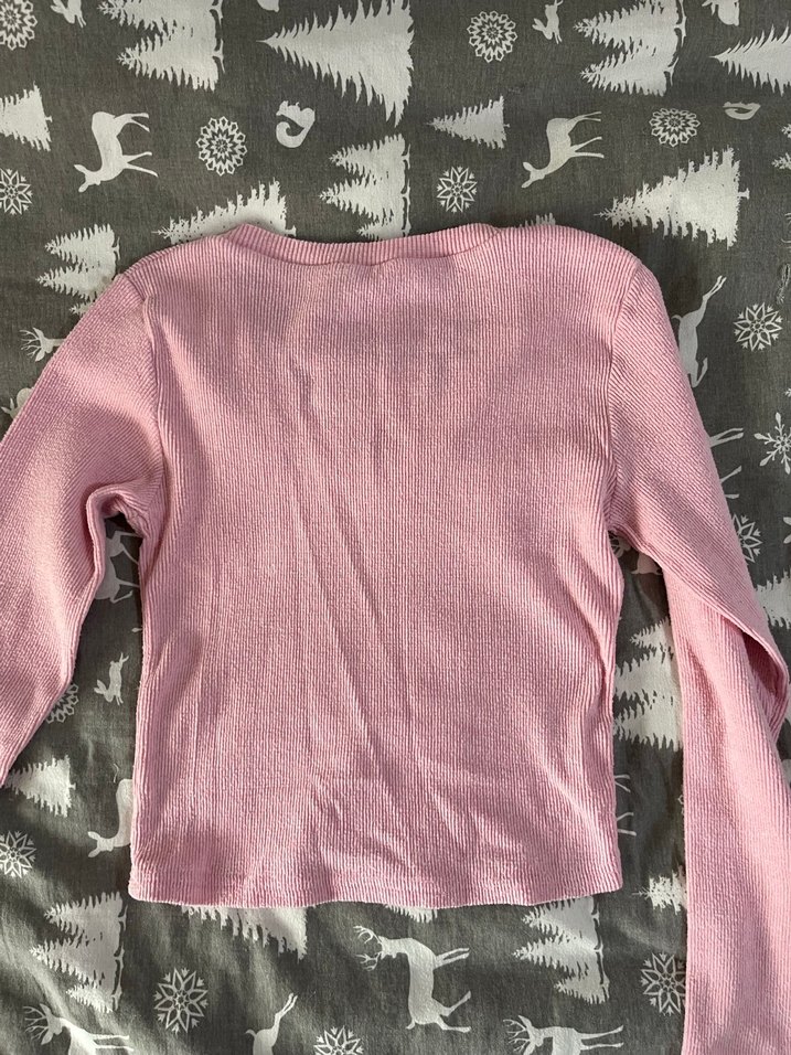 Pembe V Yaka Triko Kadın Kazak - Görsel 5