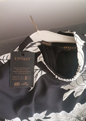 Uzun Siyah Çiçekli elbise - Görsel 4