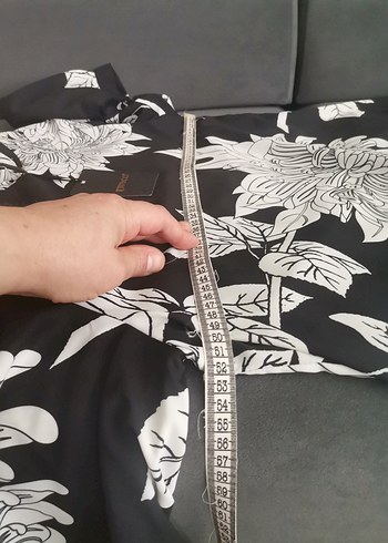 Uzun Siyah Çiçekli elbise - Görsel 8