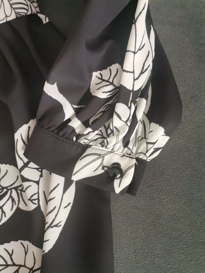 Uzun Siyah Çiçekli elbise - Görsel 5