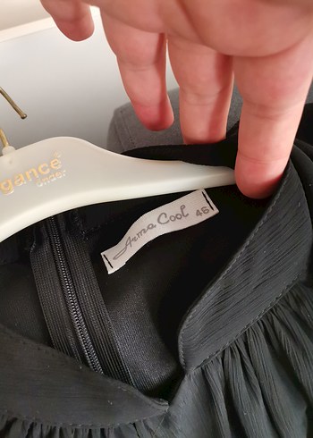 44 Beden siyah Renk Kemer Detaylı Siyah Uzun Kadın Elbise