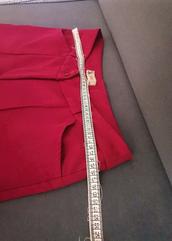 Bordo Pilili Kadın Kumaş Pantolon - Görsel 5