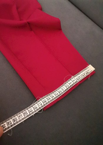 Bordo Pilili Kadın Kumaş Pantolon - Görsel 8