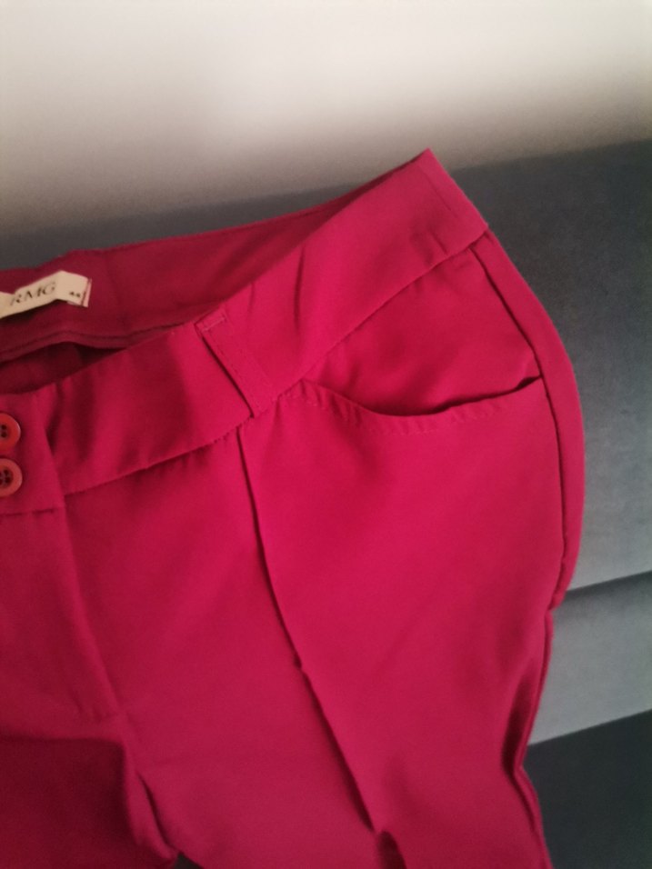 Bordo Pilili Kadın Kumaş Pantolon - Görsel 4