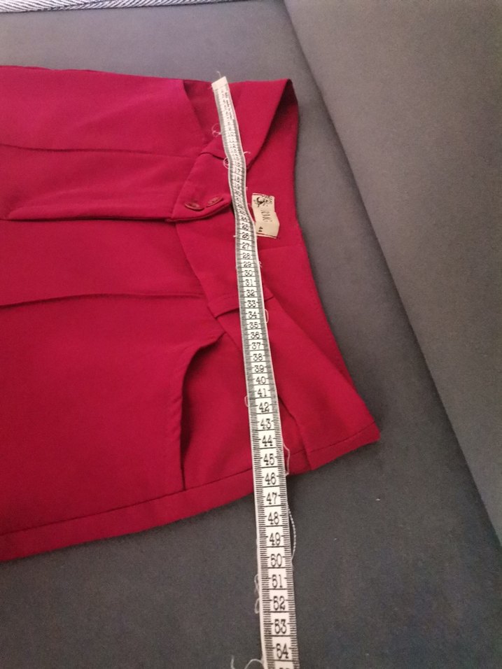 Bordo Pilili Kadın Kumaş Pantolon - Görsel 5