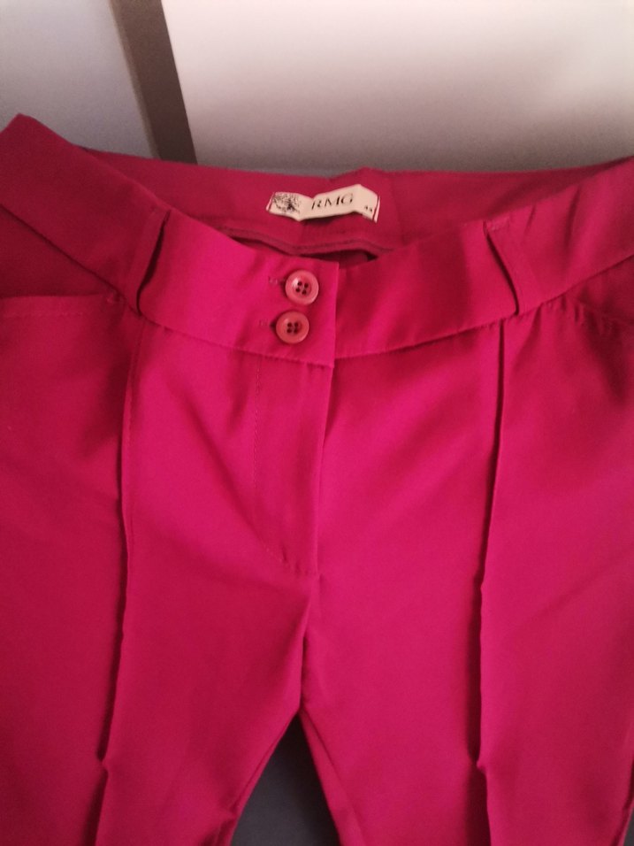 Bordo Pilili Kadın Kumaş Pantolon - Görsel 2